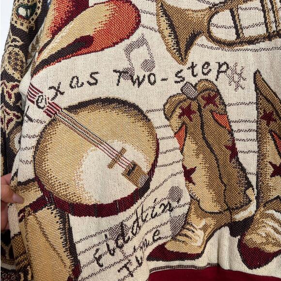 Sugar Street Weavers Sweater Texas Two Step Tapestry Pullover Art Sweater - Picture 3 of 5